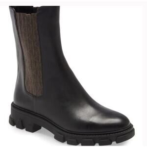 Michael Kors Leather Boots Black Lug Sole Pull-On Women’s 6 NWOB